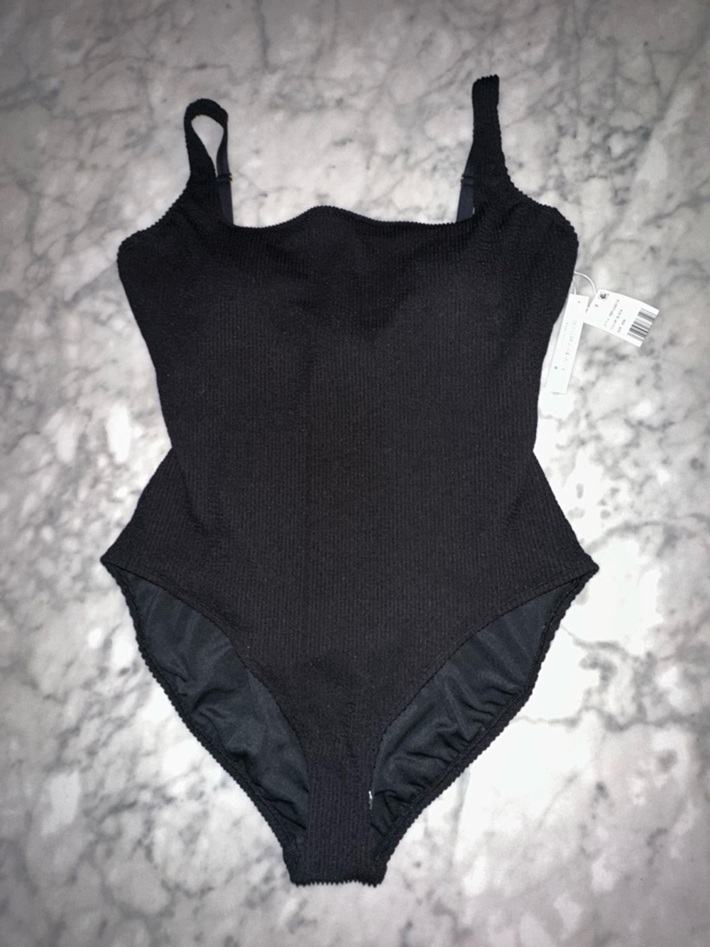 Bleu Rod Beattie Black Ribbed Swim One-Piece